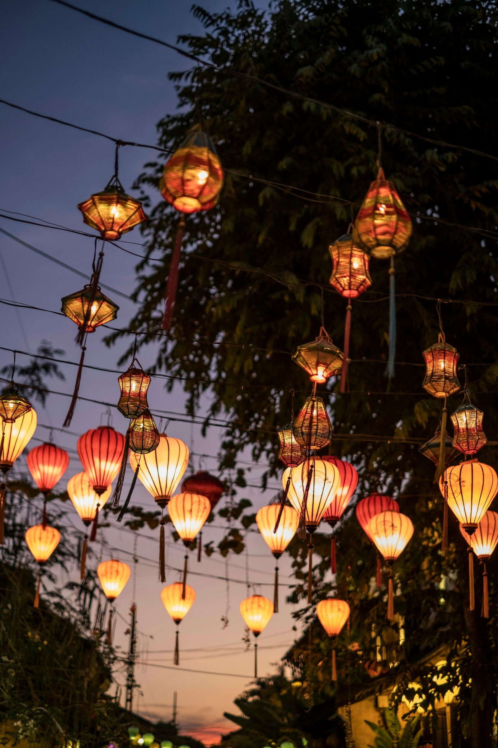 Lantern-lit street in Hoi An Vietnam