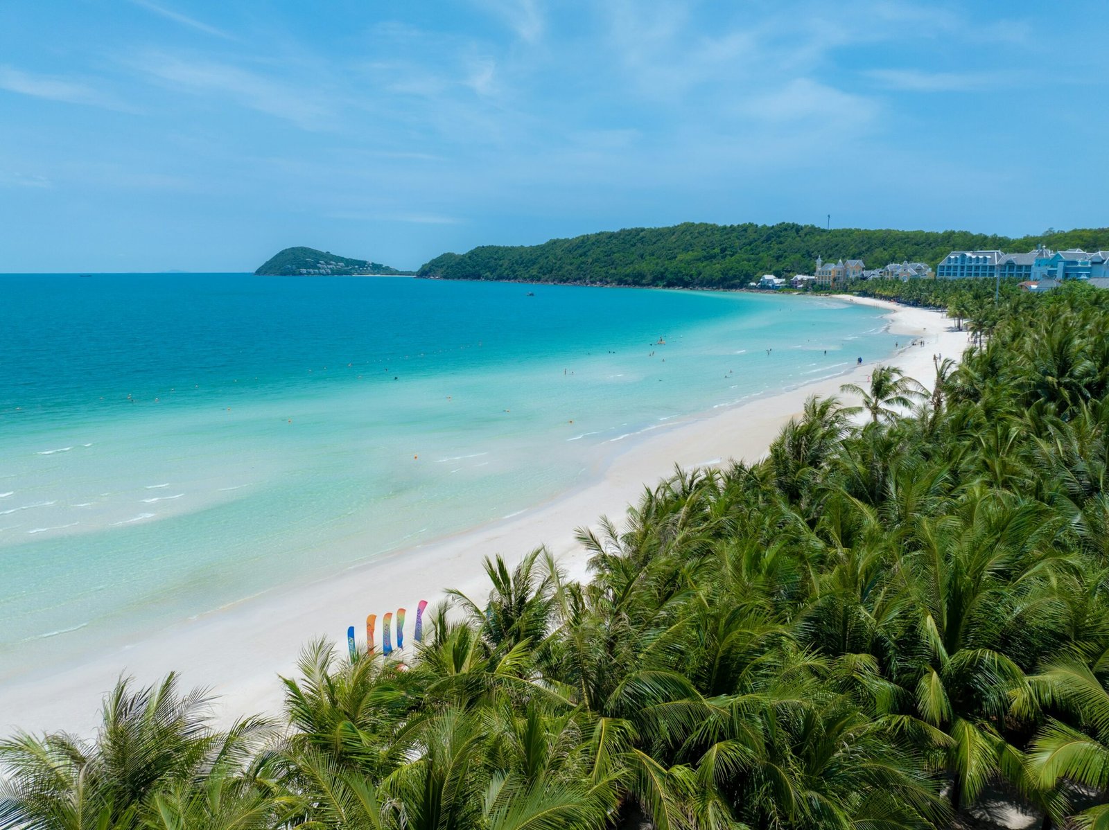 White sand and palm trees at Khem Beach in Phu Quoc Vietnam